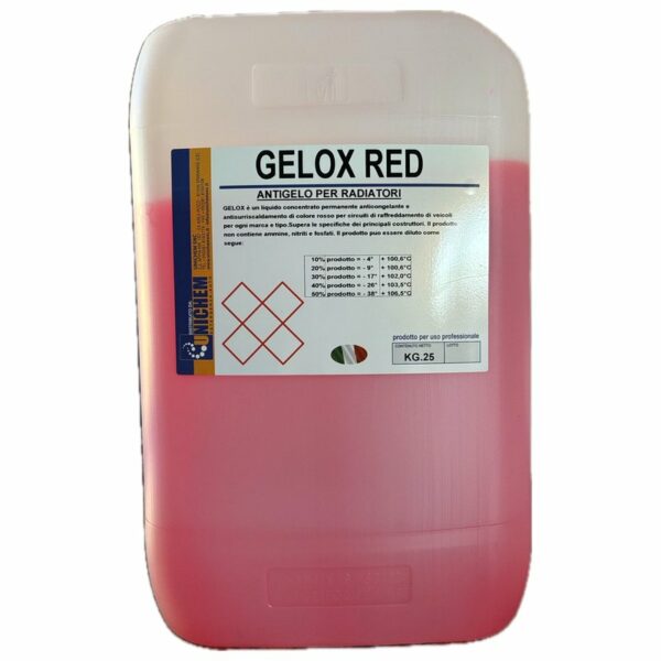 Antigelo Radiatore Concentrato Rosso GELOX RED 25 kg – Protezione fino a −38 °C