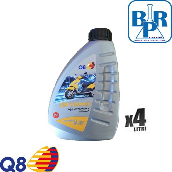 4 LITRI OLIO MOTORE MOTO SCOOTER MISCELA Q8 UNIMIX 2T MINERALE (LT.4)